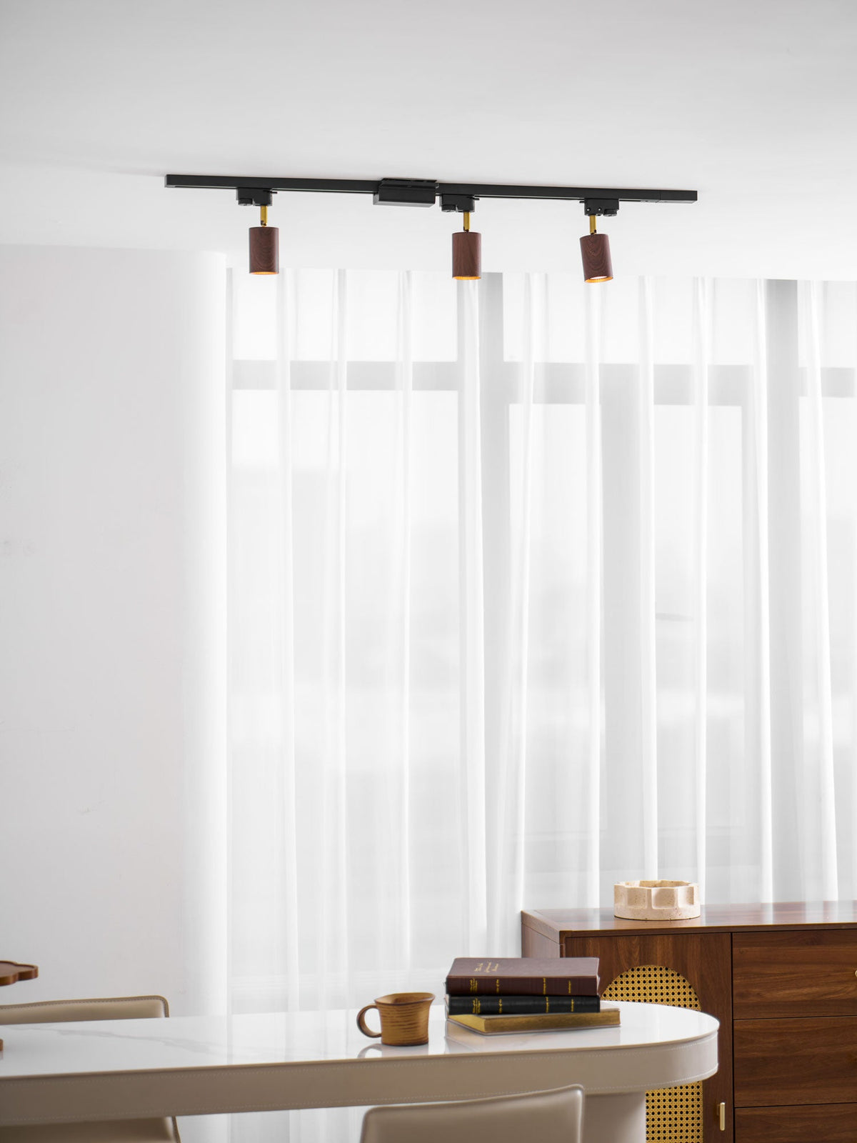 Luma Flex Adjustable LED Track Lighting with Walnut Wood Grain Finish
