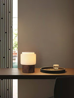 Luma Core Alabaster Table Lamp – Modern Wood & LED Desk Light