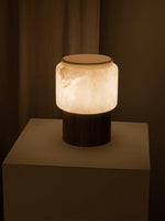 Luma Core Alabaster Table Lamp – Modern Wood & LED Desk Light