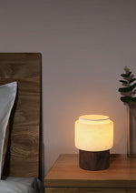 Luma Core Alabaster Table Lamp – Modern Wood & LED Desk Light