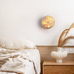 Luma Stone Wall Sconce in Yellow Travertine | Sculptural LED Wall Light