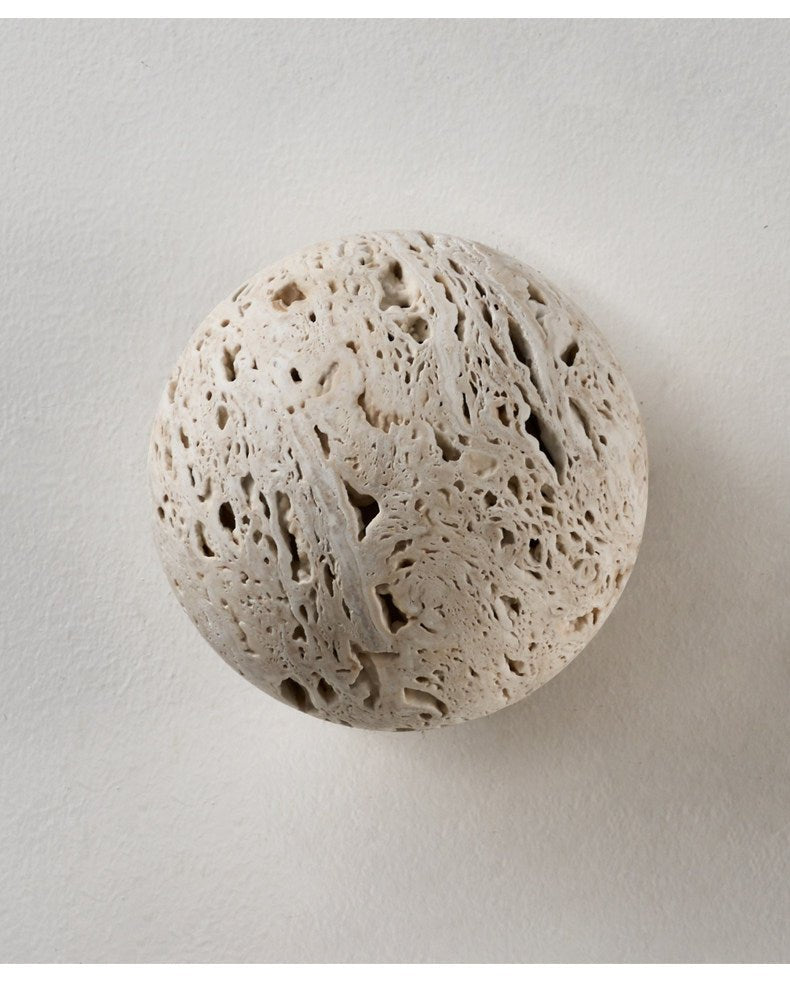 Luma Vein Stone Sphere Wall Sconce in Yellow Travertine