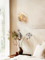 Luma Vein Stone Sphere Wall Sconce in Yellow Travertine