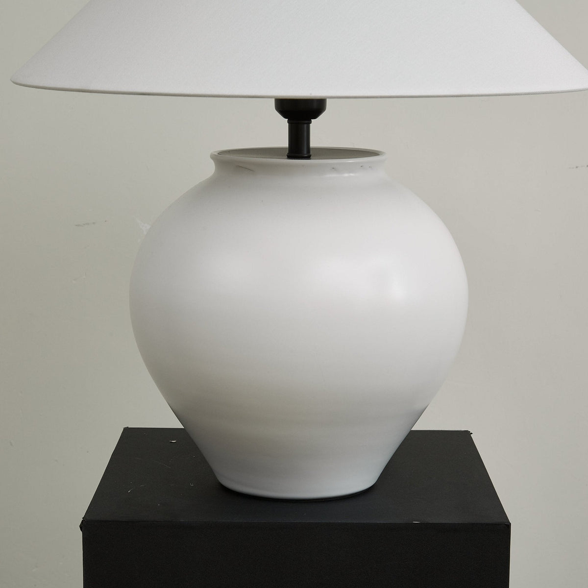 Luma Ceramic Table Lamp with Linen Shade for Bedroom and Living Room