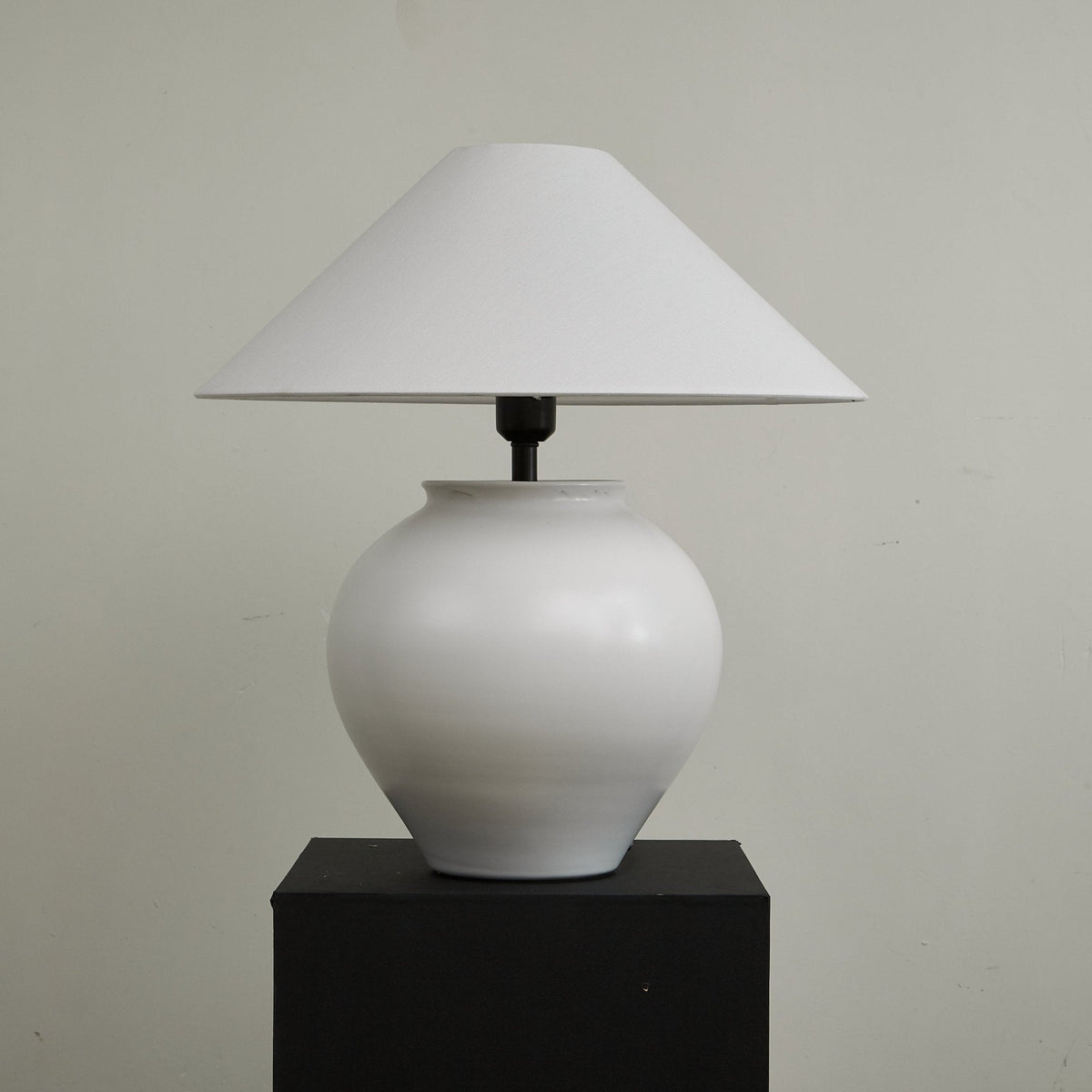 Luma Ceramic Table Lamp with Linen Shade for Bedroom and Living Room