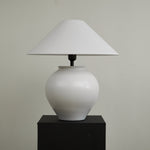 Luma Ceramic Table Lamp with Linen Shade for Bedroom and Living Room