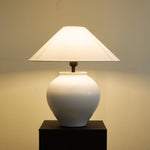 Luma Ceramic Table Lamp with Linen Shade for Bedroom and Living Room
