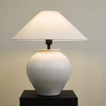 Luma Ceramic Table Lamp with Linen Shade for Bedroom and Living Room