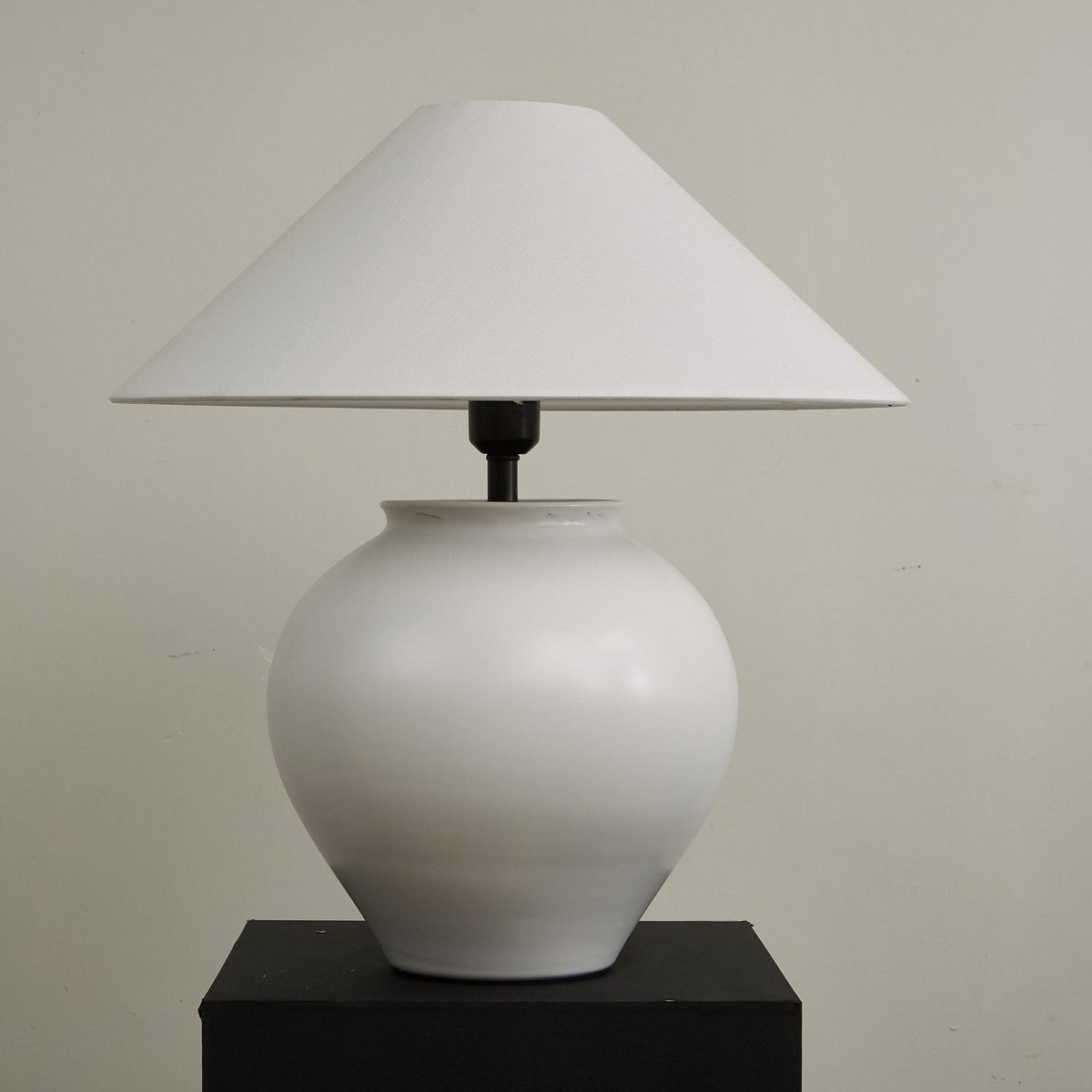 Luma Ceramic Table Lamp with Linen Shade for Bedroom and Living Room