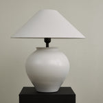 Luma Ceramic Table Lamp with Linen Shade for Bedroom and Living Room