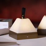Luma Cube Alabaster Portable Table Lamp with Leather Handle