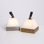 Luma Cube Alabaster Portable Table Lamp with Leather Handle