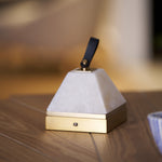 Luma Cube Alabaster Portable Table Lamp with Leather Handle