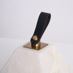 Luma Cube Alabaster Portable Table Lamp with Leather Handle