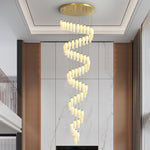 Luma Flora Stairs Chandelier – Cascading Ceramic Petal Light for Grand Interiors