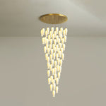 Luma Flora Stairs Chandelier – Cascading Ceramic Petal Light for Grand Interiors