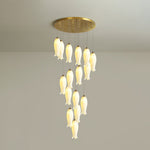 Luma Flora Stairs Chandelier – Cascading Ceramic Petal Light for Grand Interiors