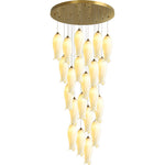 Luma Flora Stairs Chandelier – Cascading Ceramic Petal Light for Grand Interiors