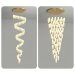 Luma Flora Stairs Chandelier – Cascading Ceramic Petal Light for Grand Interiors