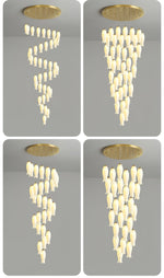 Luma Flora Stairs Chandelier – Cascading Ceramic Petal Light for Grand Interiors