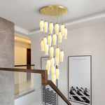 Luma Flora Stairs Chandelier – Cascading Ceramic Petal Light for Grand Interiors