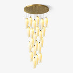 Luma Flora Stairs Chandelier – Cascading Ceramic Petal Light for Grand Interiors