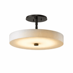 Luma Linen Drum Semi-Flush Ceiling Light in Black and White