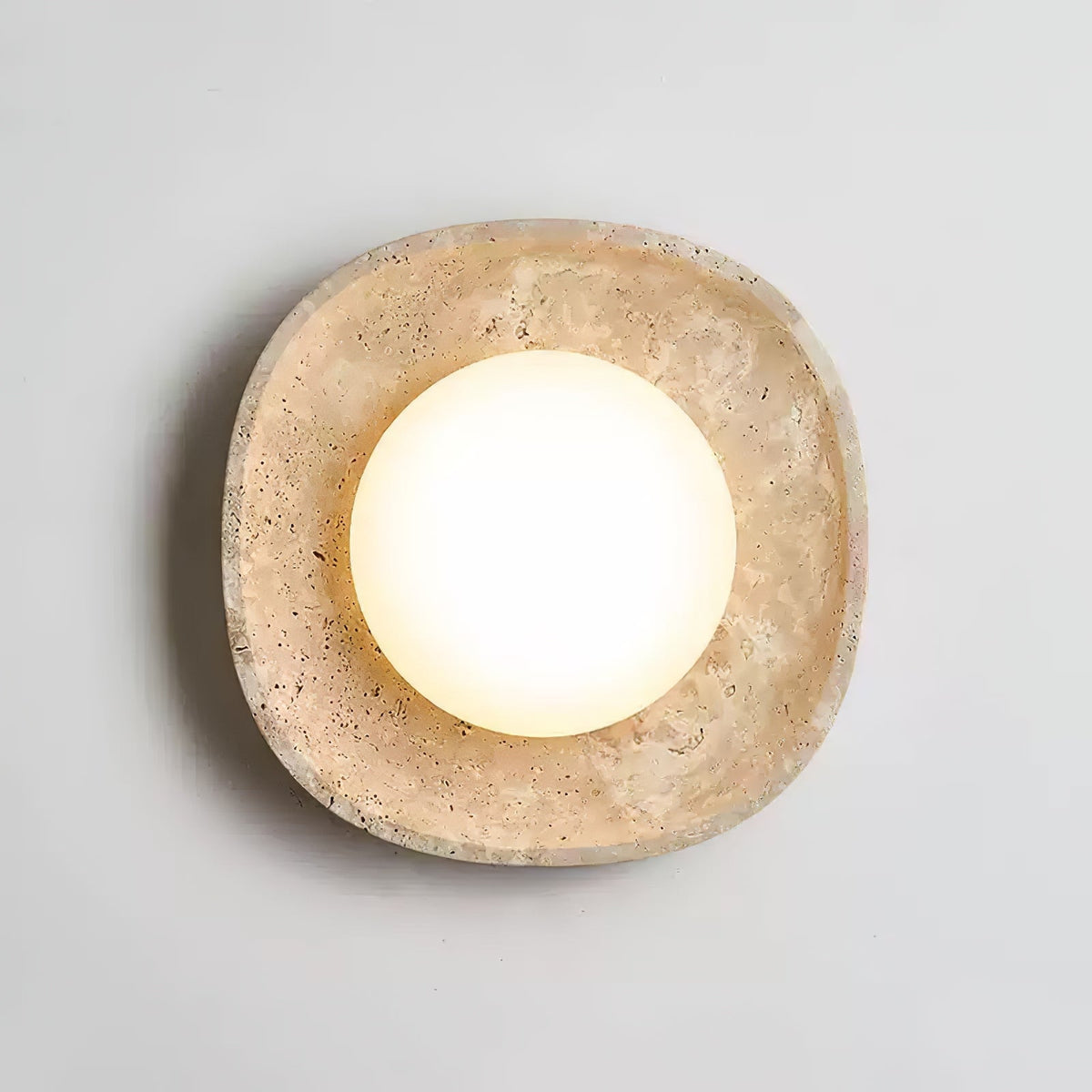 Luma Travertine Ceiling Light – Modern Flush Mount in Yellow Travertine