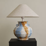 Lumaqua Ceramic Table Lamp with Fabric Shade for Bedroom and Living Room