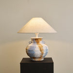 Lumaqua Ceramic Table Lamp with Fabric Shade for Bedroom and Living Room