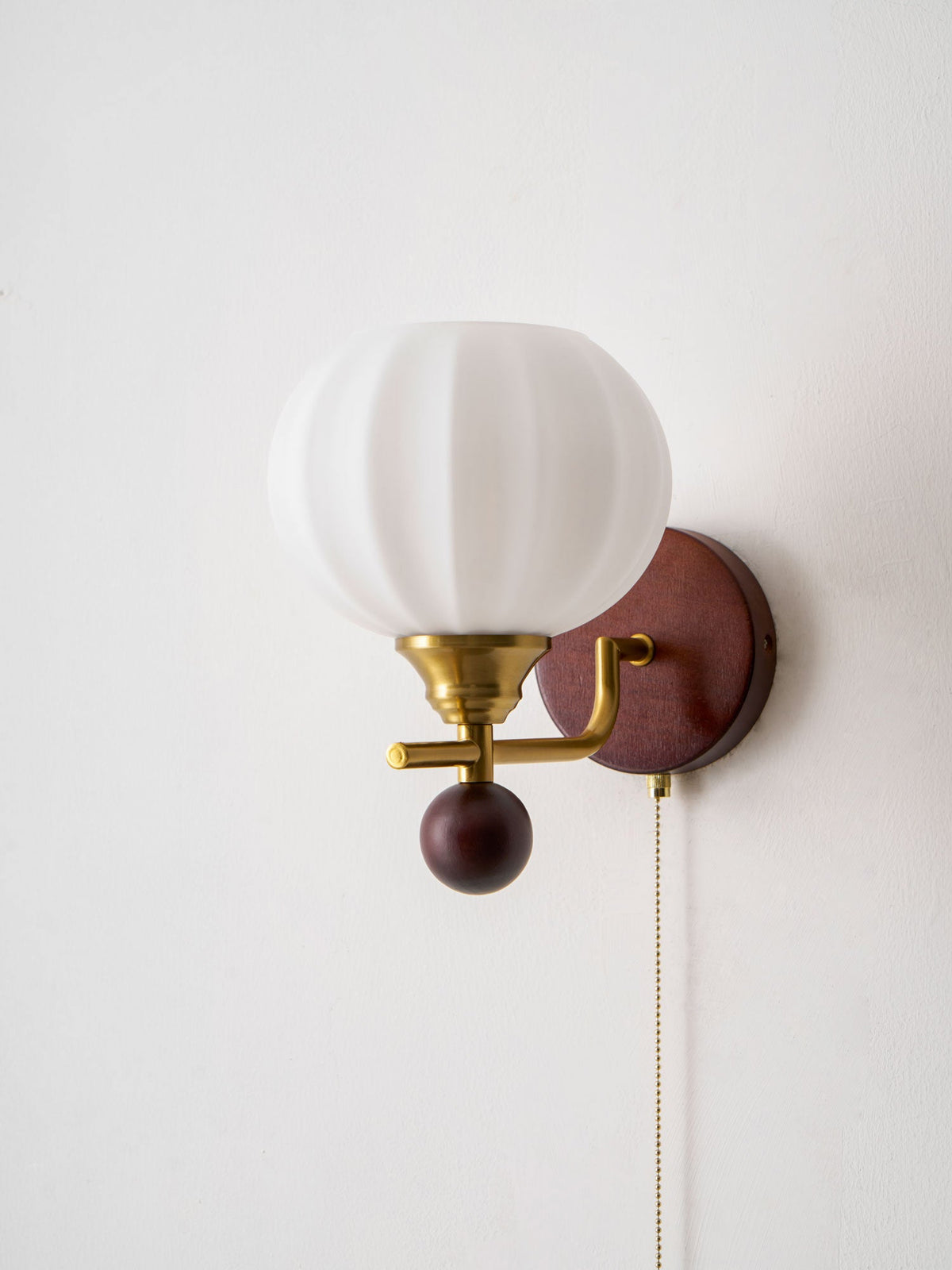 Lumea Crest Wall Sconce in Gold and Walnut Wood