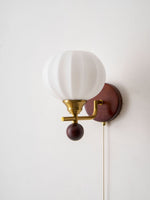 Lumea Crest Wall Sconce in Gold and Walnut Wood