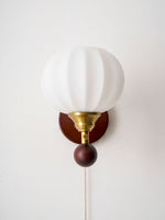 Lumea Crest Wall Sconce in Gold and Walnut Wood