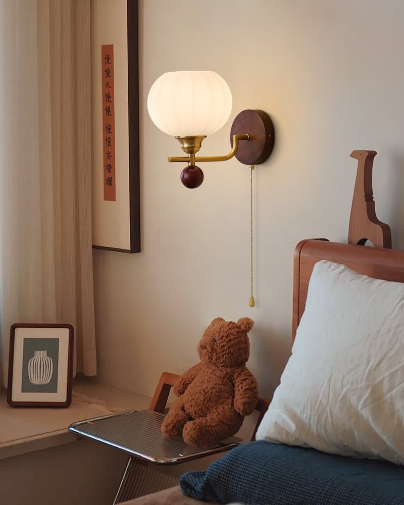 Lumea Crest Wall Sconce in Gold and Walnut Wood