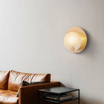 Lumen Alabaster Wall Sconce in Gold with White Alabaster Shade