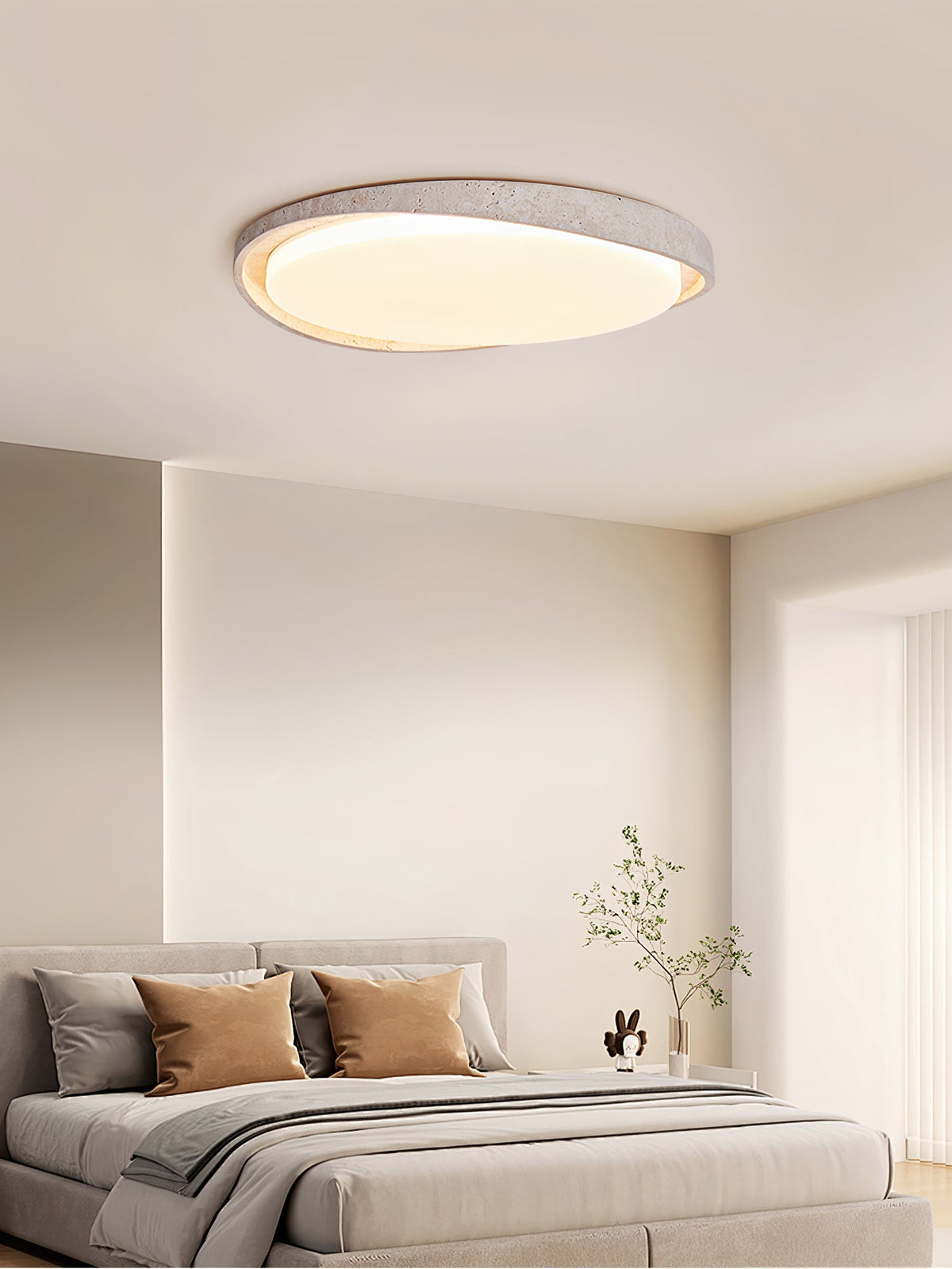 Lumen Arc Ceiling Light in Yellow Travertine | Modern Flush Mount LED
