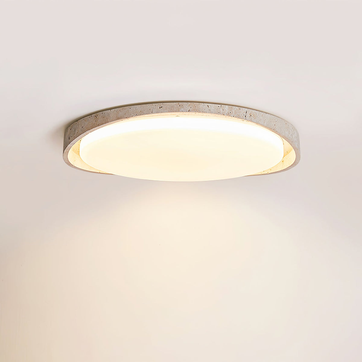 Lumen Arc Ceiling Light in Yellow Travertine | Modern Flush Mount LED