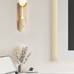 Lumen Crest Travertine Wall Sconce with Integrated LED