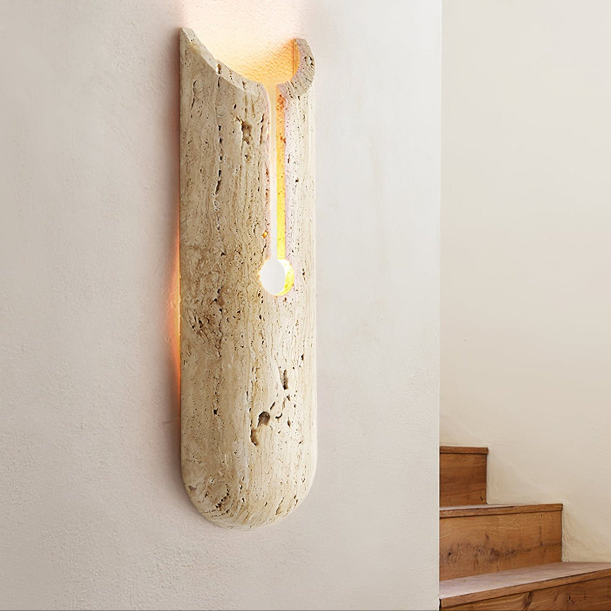 Lumen Crest Travertine Wall Sconce with Integrated LED