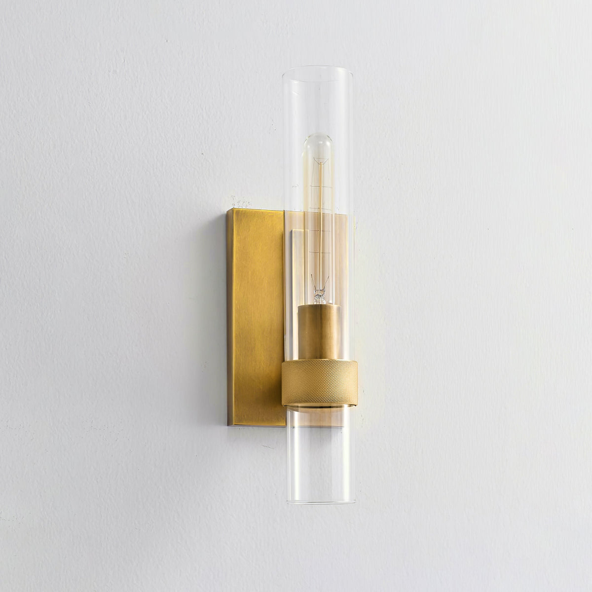 Lumen Cylix Wall Sconce in Brass and Glass | Modern Minimalist Wall Light