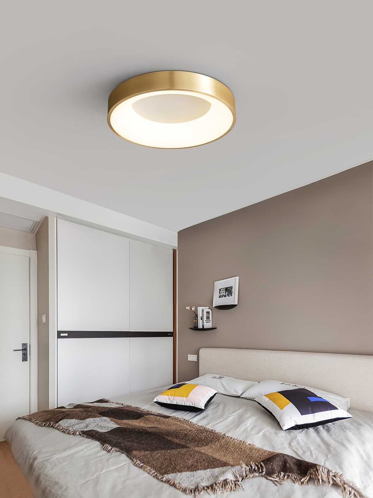 Lumenia Modern Brass LED Flush Mount Ceiling Light for Living Room and Bedroom