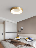 Lumenia Modern Brass LED Flush Mount Ceiling Light for Living Room and Bedroom