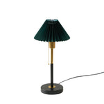 Lumi Pleated Table Lamp – Velvet Shade, Brass & Black Metal Base