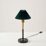 Lumi Pleated Table Lamp – Velvet Shade, Brass & Black Metal Base