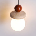 Lumi Travertine Pendant Light – Natural Stone & Opal Glass