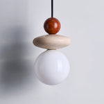 Lumi Travertine Pendant Light – Natural Stone & Opal Glass
