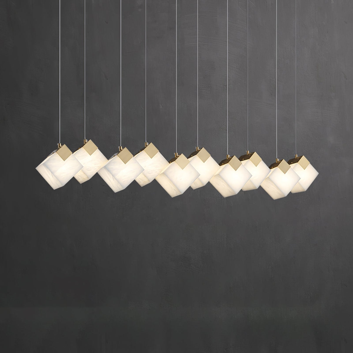 Lumina Vox Alabaster Pendant Light – Sculptural Brass Chandelier
