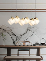 Lumina Vox Alabaster Pendant Light – Sculptural Brass Chandelier