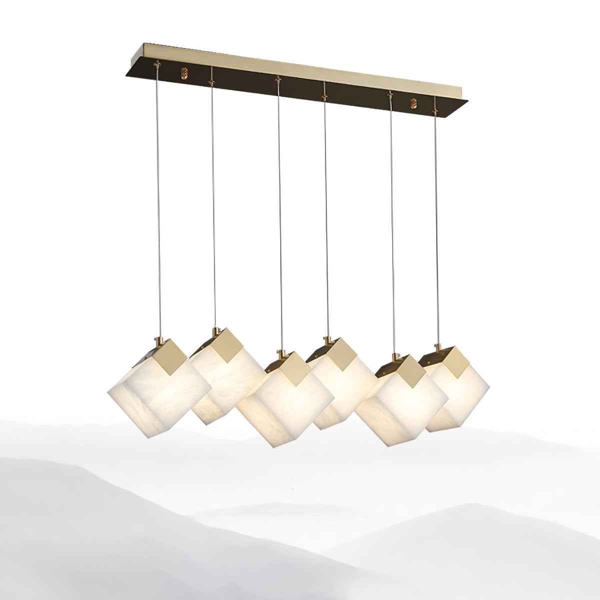 Lumina Vox Alabaster Pendant Light – Sculptural Brass Chandelier