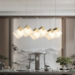 Lumina Vox Alabaster Pendant Light – Sculptural Brass Chandelier